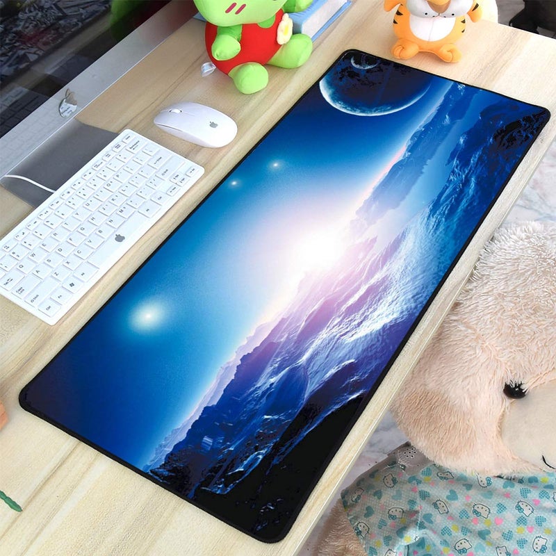 Qisan Large Gaming Mouse Pad Extended Size Mousepad for Computer Desktop PC Laptop 31.5"x11.8"x0.15" Keyboard Pad Desk Pad with Anti-Slip Rubber Base | Large Desk Mat for Keyboard and Mouse-Space - Image 5